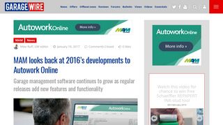 MAM looks back at 2016's developments to Autowork Online ...