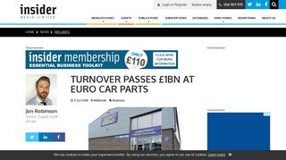 Turnover passes £1bn at Euro Car Parts | Insider Media Ltd