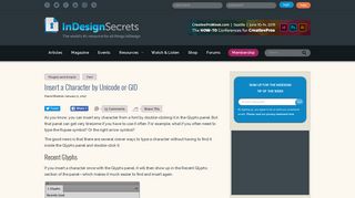 Insert a Character by Unicode or GID - InDesignSecrets.com ...