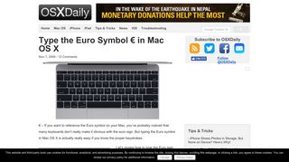 Type the Euro Symbol € in Mac OS X - OSXDaily