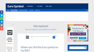 Mac keyboard - Euro Symbol