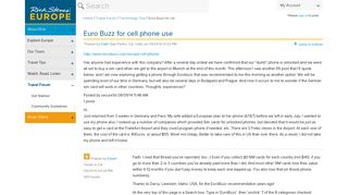 Euro Buzz for cell phone use - Rick Steves Travel Forum