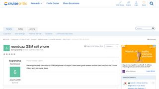 eurobuzz GSM cell phone - Cruise Critic Message Board Forums