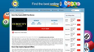 Euro City Casino - Top 50 Online Bingo Sites | Internet Bingo Sites