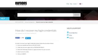 EuroDNS | How do I recover my login credentials
