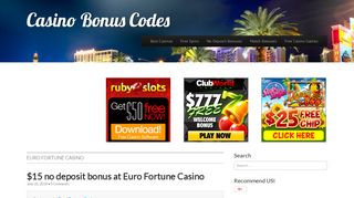 Euro Fortune Casino | Casino Bonus Codes