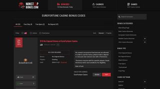 EuroFortune Casino Bonus Codes - NONSTOPBONUS.COM