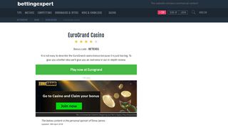 EuroGrand Casino Coupon Code: BETEXEG - up to £1000+25 FS