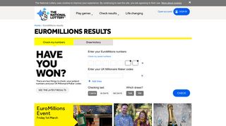 Check my EuroMillions numbers | Results | The National Lottery
