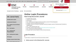 Online Login Procedures - European Society of Cardiology