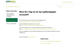 How do I log on to my myEuropages account? – Europages Helpdesk