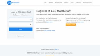 Login or register to EBS MatchStaff