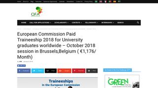 European Commission Paid Traineeship 2018 for University ...
