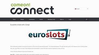 Euroslots is back with a bang! - Comeon Connect Affiliates