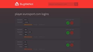 player.eurosport.com logins - BugMeNot