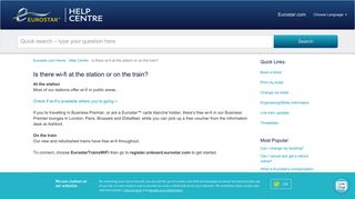 Is there wi-fi at the station or on the train? - Eurostar Help Centre