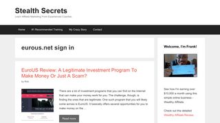 eurous.net sign in | | Stealth Secrets
