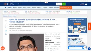 EuroKids launches EuroVarsity to skill teachers in Pre ... - IndiaInfoline