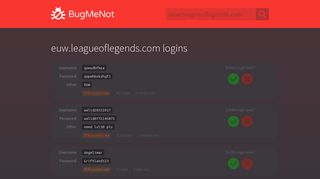 euw.leagueoflegends.com passwords - BugMeNot
