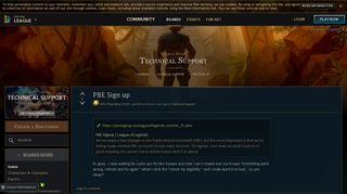 PBE Sign up - EUW boards - League of Legends