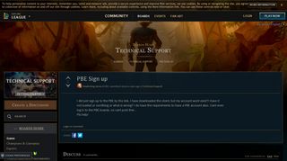 PBE Sign up - EUW boards - League of Legends