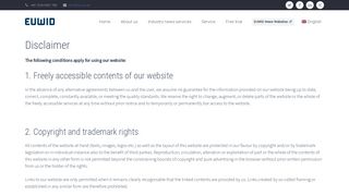 EUWID | Website Disclaimer And Terms Of Use