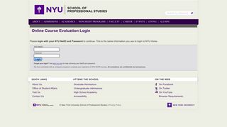 Online Course Evaluation Login - NYU School of Professional Studies