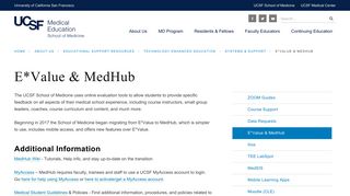 E*Value & MedHub | UCSF Medical Education