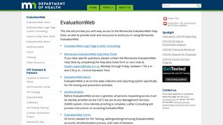 EvaluationWeb - Minnesota Dept. of Health