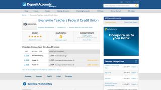 Evansville Teachers Federal Credit Union Reviews and Rates