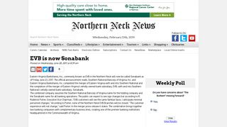 EVB is now Sonabank - Heathsville,Northumberland,Lancaster ...