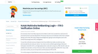 Kotak Mahindra NetBanking Login – ITR E-Verification Online - ClearTax