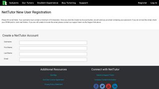 NetTutor | Use an Access Code to Create a NetTutor Account