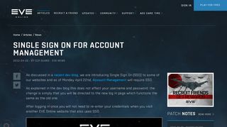 Single Sign On for Account Management | EVE Online
