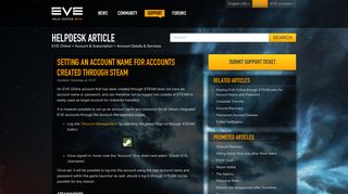 Setting an account name for Accounts created ... - EVE Online support
