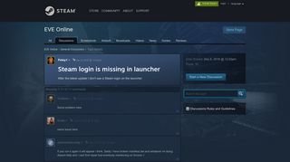 Steam login is missing in launcher :: EVE Online General Discussions