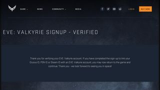 Signup Verified - EVE: Valkyrie - Warzone