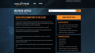 Issues with Connecting to the Cloud - EVE: Valkyrie