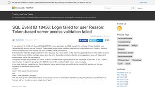 SQL Event ID 18456: Login failed for user Reason: Token-based ...