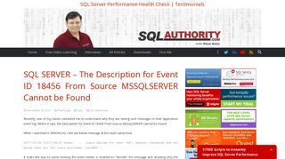 SQL SERVER - The Description for Event ID 18456 From Source ...