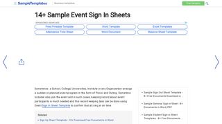 Sample Event Sign In Sheet - 13+ Documents in PDF, Word