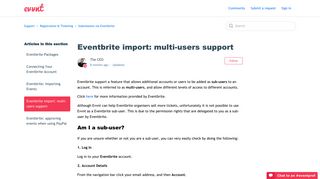 Eventbrite import: multi-users support – Support