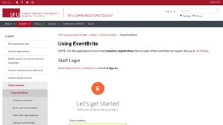 Using EventBrite - SFU Communicators Toolkit - Simon Fraser University