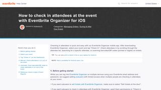 How to check in attendees at the event with Eventbrite Organizer for iOS