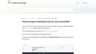 Conference Badge — How to export attendees into an .xls or Excel file?
