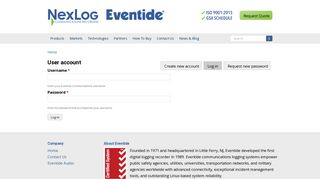 User account | Eventide Communications