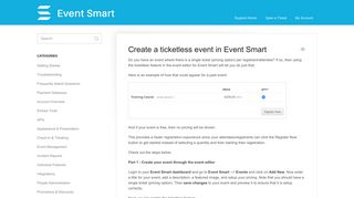 Create a ticketless event in Event Smart - Event Smart Support