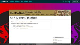 Are You a Royal or a Rebel? | Ever After High Wiki | FANDOM ...