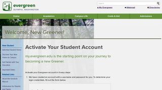 Activate Your Student Account | The Evergreen State College