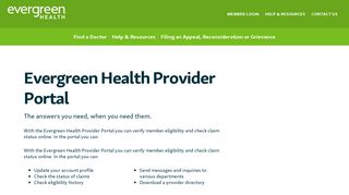 Evergreen Health Provider Portal - Evergreen Health